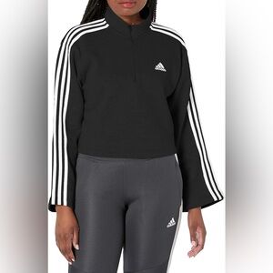 Adidas Women's Essentials 3-Stripes Fleece Quarter-Zip Cropped Sweatshirt